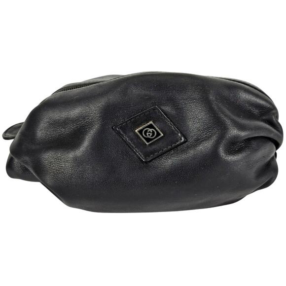GUCCI VINTAGE ORIGINAL BLACK POCHETTE COSMETIC POUCH MINI HAND BAG (1970-80s) - Picture 2 of 16